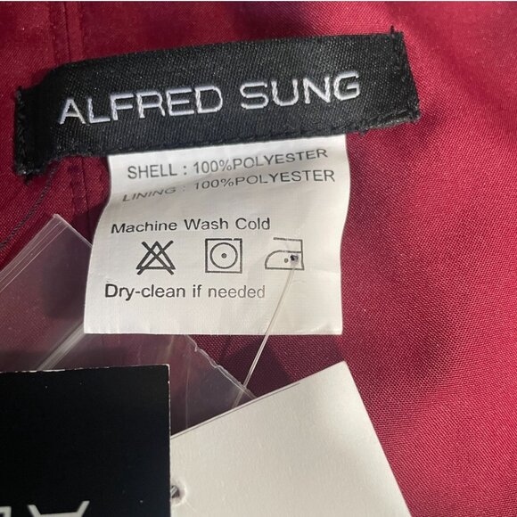 Alfred Sung Burgundy Strapless Satin Dress Size 14 Formal Gown Wedding NWT - Picture 10 of 10